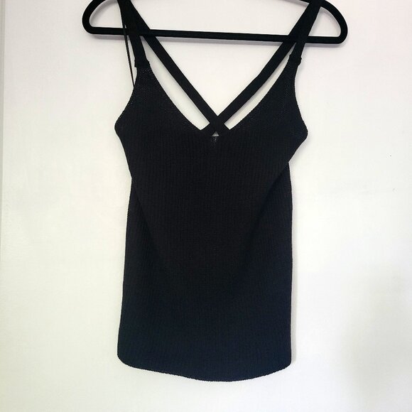 Pink Republic Tops - Pink Republic Lightweight Knitted Black Sweater Tank Cross Back Size Large